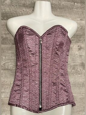Daisy Corsets Top Drawer Strapless Textured Lavender Zip-Front Bustier